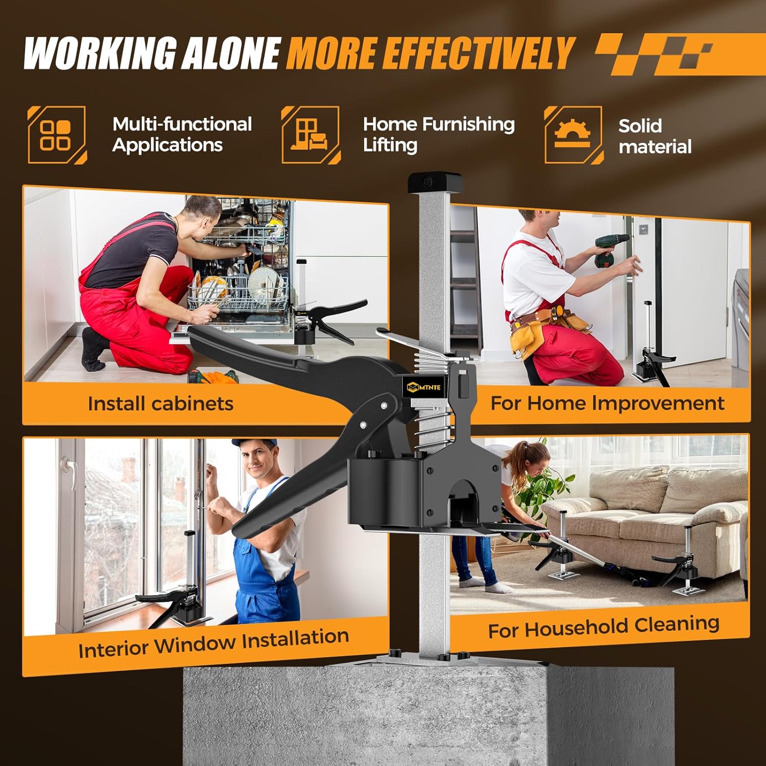 Labor Saving Arm Jack Handle 12 in Furniture Jack Drywall Lift for Wall Tile Locator, Multi Function Height Adjustment, Door Panel, Lever Arm Tool Board Weight 330lb, Lift Range 6.7In